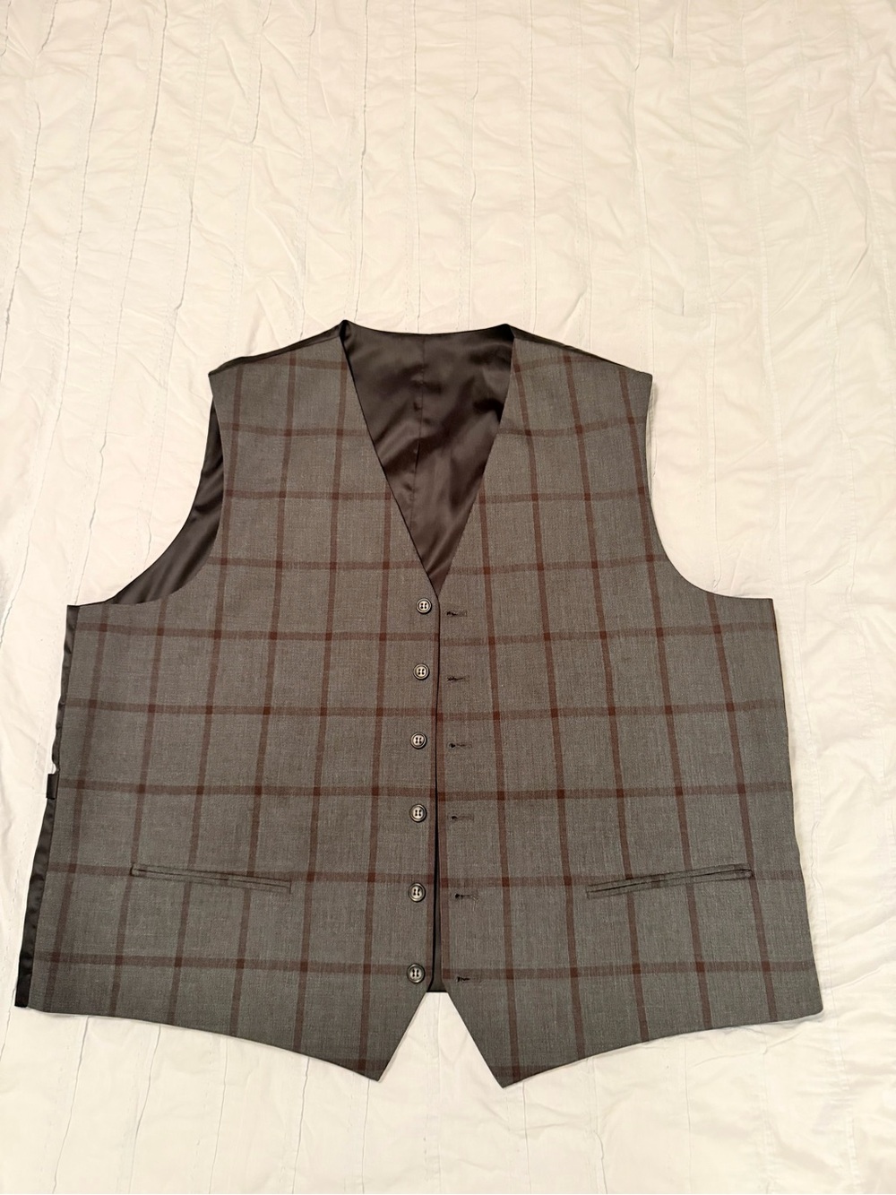 Classic Gray Windowpane Waistcoat Vest - Brand